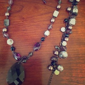 ⛲️Purple🌿& Grey Necklace and matching bracelet